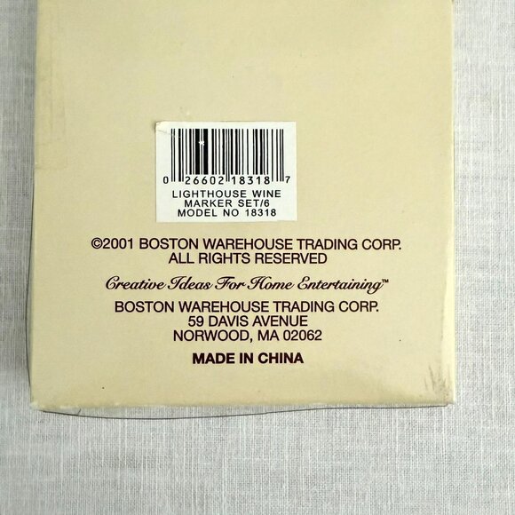 Vintage Boston Warehouse Lighthouse Wine Markers Set Of 6 Glass Charms Coastal - Picture 4 of 8